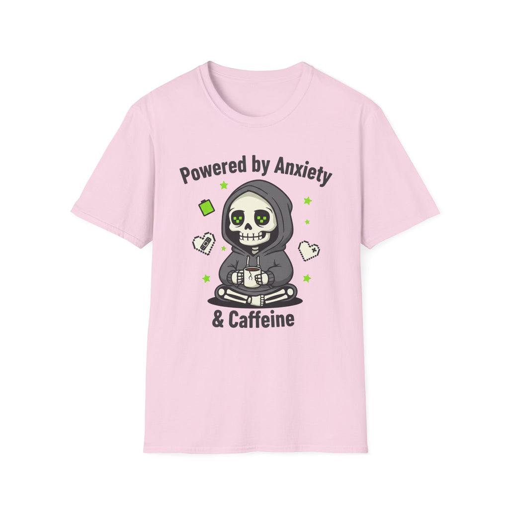 Powered by anxiety and caffeine T-shirt